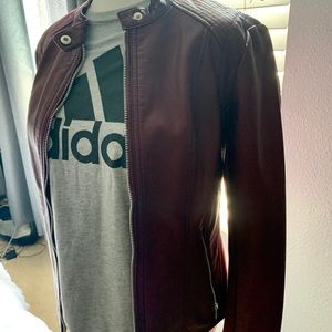 Express burgundy color faux leader jacket